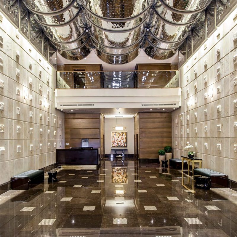 Lobby & wood elements, Dorous residential building